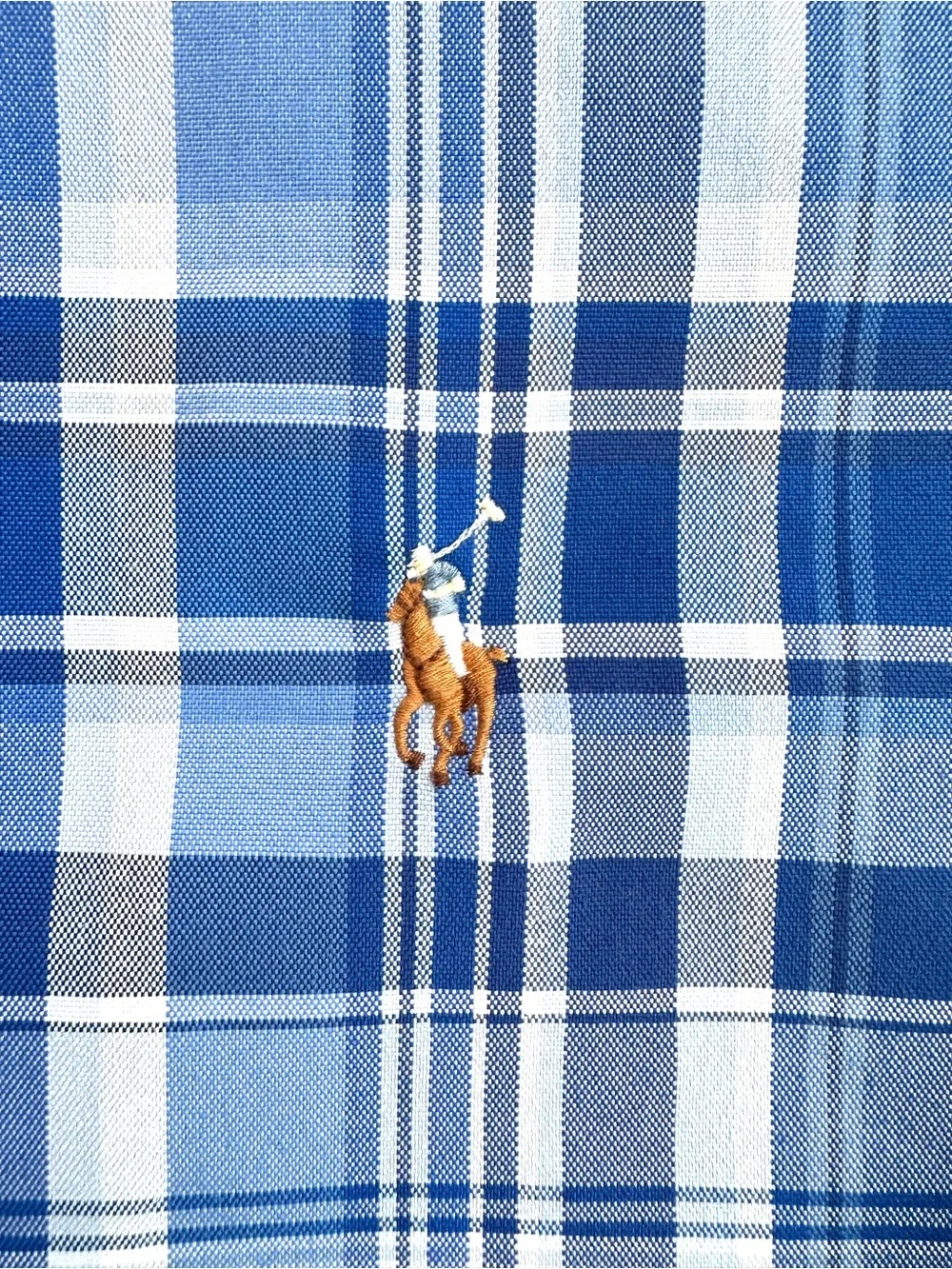 POLO RALPH LAUREN PERFORMANCE BLUE PLAID FLESH PONY BUTTON DOWN SHIRT Sz3XB